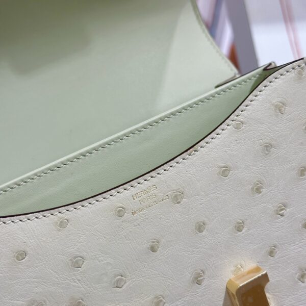 wsxc1781004460444_4 Liu Factory Constance Ostrich Leather Cream White Gold Hardware 18cm Full Handmade