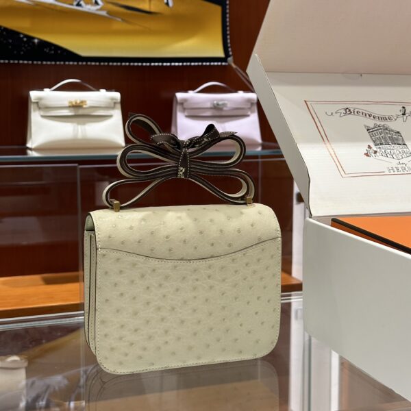 wsxc1781004460444_5 Liu Factory Constance Ostrich Leather Cream White Gold Hardware 18cm Full Handmade