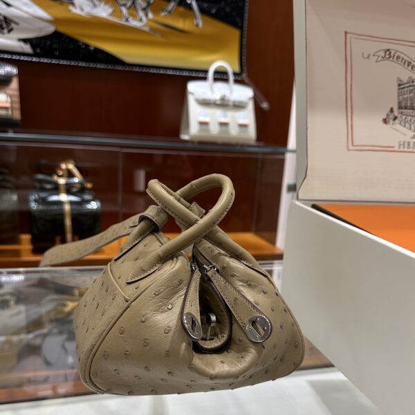 wsxc1781004533499_1 Liu Factory Mini Lindy Ostrich Leather Tea Khaki Silver Hardware 19cm Full Handmade