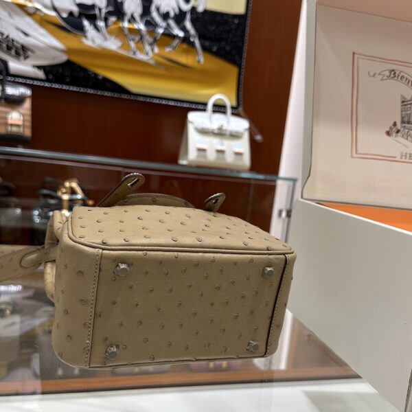 wsxc1781004533499_5 Liu Factory Mini Lindy Ostrich Leather Tea Khaki Silver Hardware 19cm Full Handmade