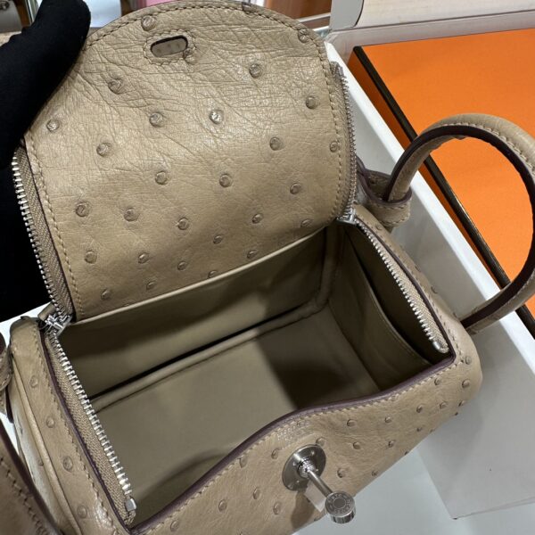 wsxc1781004533499_6 Liu Factory Mini Lindy Ostrich Leather Tea Khaki Silver Hardware 19cm Full Handmade