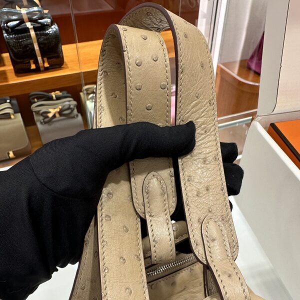 wsxc1781004533499_7 Liu Factory Mini Lindy Ostrich Leather Tea Khaki Silver Hardware 19cm Full Handmade