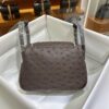Liu Factory Mini Lindy Ostrich Leather 4A Chocolate Coffee Silver Hardware 19cm Full Handmade