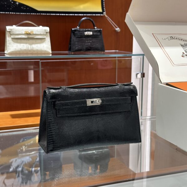 wsxc1781113962453_0 Liu Factory Mini Kelly Pochette Lizard Leather CK89 Black Silver Hardware 22cm Full Handmade