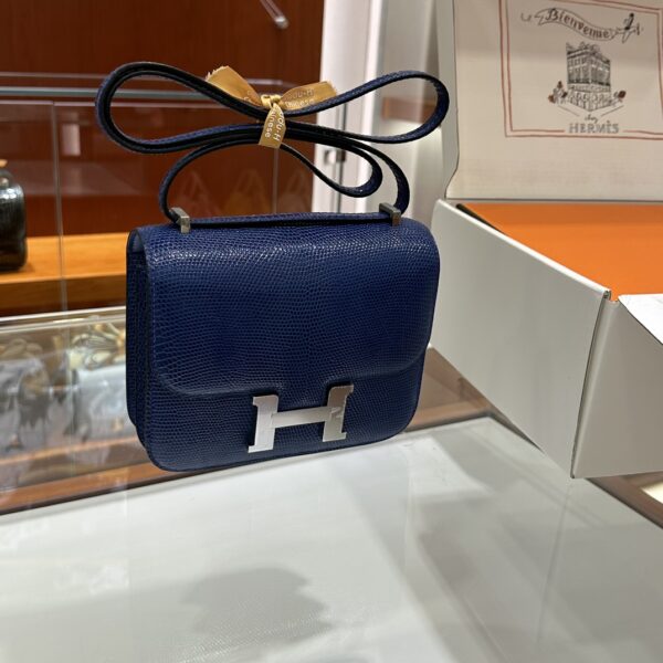 wsxc1782229744031_0-1 Liu Factory Constance Lizard Leather Gem Blue Silver Hardware 18cm Full Handmade