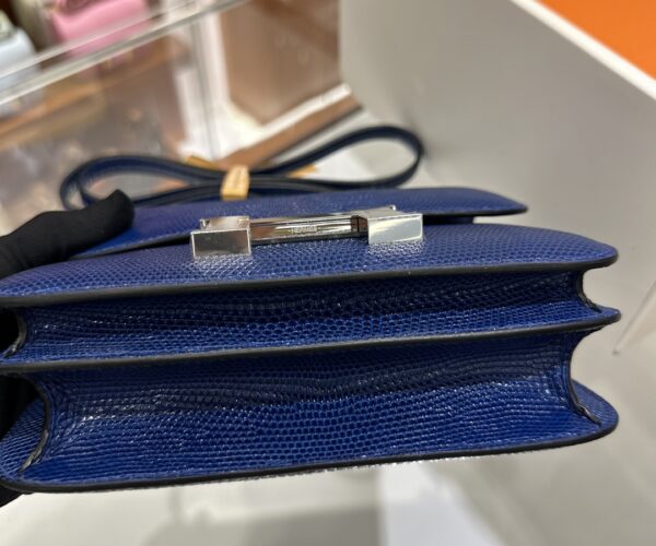 wsxc1782229744031_8 Liu Factory Constance Lizard Leather Gem Blue Silver Hardware 18cm Full Handmade