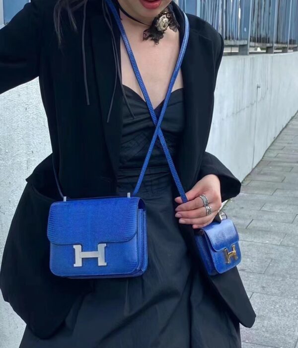 wsxc1782229749207_0 Liu Factory Constance Lizard Leather Gem Blue Silver Hardware 18cm Full Handmade