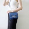 wsxc1782229749207_3 Liu Factory Constance Lizard Leather Gem Blue Silver Hardware 18cm Full Handmade