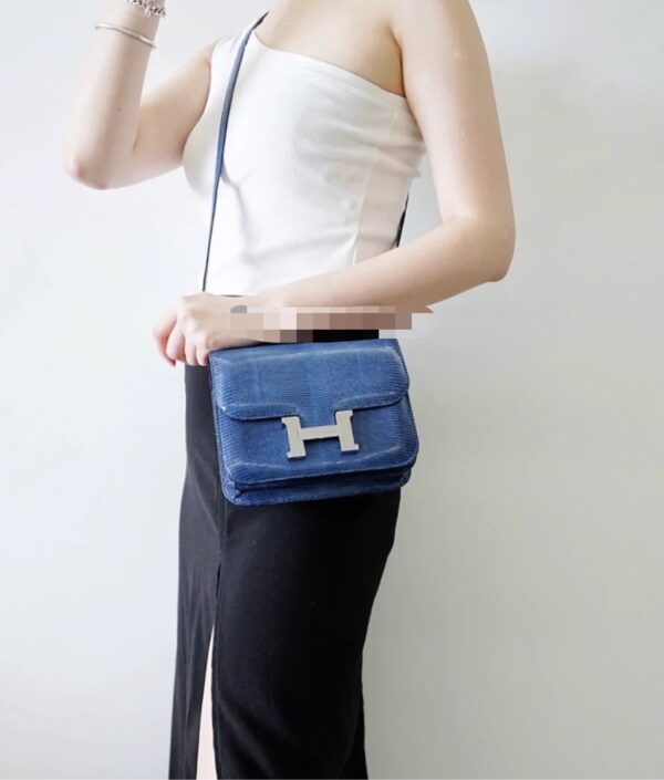 wsxc1782229749207_3 Liu Factory Constance Lizard Leather Gem Blue Silver Hardware 18cm Full Handmade