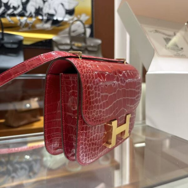 wsxc1782990559252_1 Liu Factory Constance Shiny Alligator Crocodile CK95 Ferrari Red Gold Hardware 18cm Full Handmade