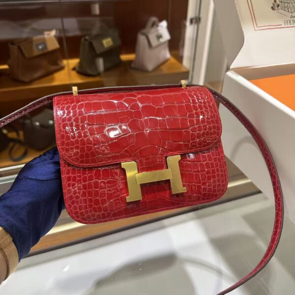wsxc1782990559252_3 Liu Factory Constance Shiny Alligator Crocodile CK95 Ferrari Red Gold Hardware 18cm Full Handmade
