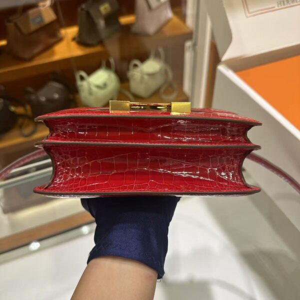 wsxc1782990559252_4 Liu Factory Constance Shiny Alligator Crocodile CK95 Ferrari Red Gold Hardware 18cm Full Handmade