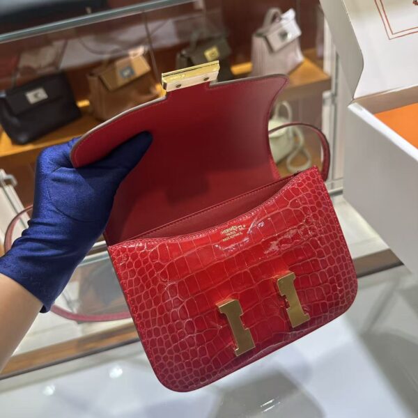 wsxc1782990559252_6 Liu Factory Constance Shiny Alligator Crocodile CK95 Ferrari Red Gold Hardware 18cm Full Handmade