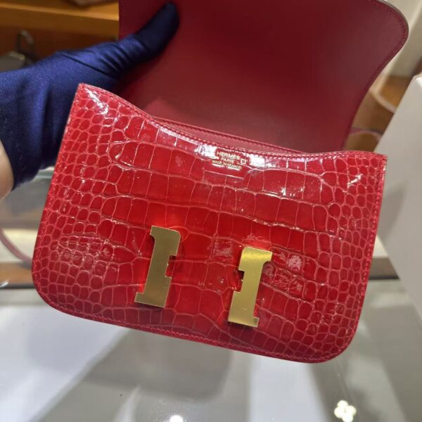 wsxc1782990559252_7 Liu Factory Constance Shiny Alligator Crocodile CK95 Ferrari Red Gold Hardware 18cm Full Handmade