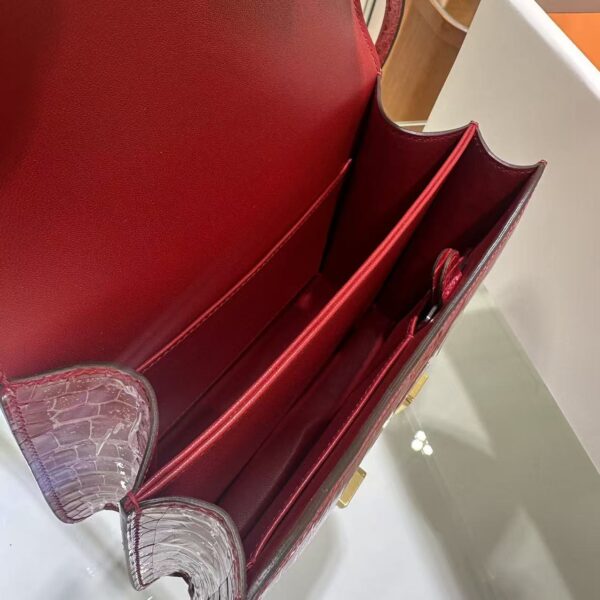 wsxc1782990559252_8 Liu Factory Constance Shiny Alligator Crocodile CK95 Ferrari Red Gold Hardware 18cm Full Handmade