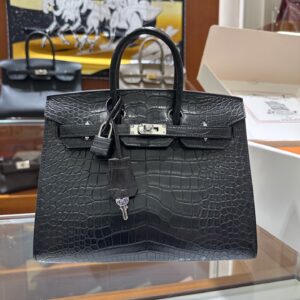 wsxc1782990986112_0 Liu Factory Birkin Matte Alligator Crocodile CK89 Black Silver Hardware 25cm Full Handmade