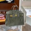 wsxc1782991054011_1 Liu Factory Birkin Shiny Porosus Crocodile CK81 Turtledove Grey Gold Hardware 25cm Full Handmade