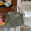 wsxc1782991054011_3 Liu Factory Birkin Shiny Porosus Crocodile CK81 Turtledove Grey Gold Hardware 25cm Full Handmade
