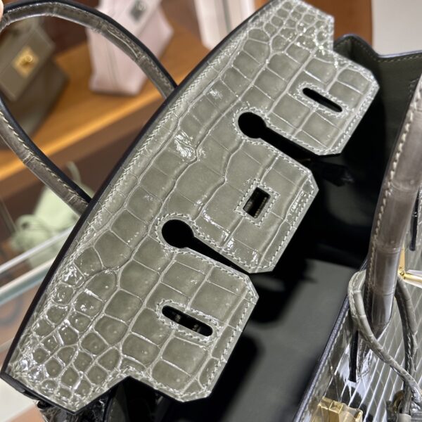 wsxc1782991054011_4 Liu Factory Birkin Shiny Porosus Crocodile CK81 Turtledove Grey Gold Hardware 25cm Full Handmade