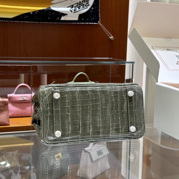 wsxc1782991054011_5 Liu Factory Birkin Shiny Porosus Crocodile CK81 Turtledove Grey Gold Hardware 25cm Full Handmade