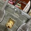 wsxc1782991054011_9 Liu Factory Birkin Shiny Porosus Crocodile CK81 Turtledove Grey Gold Hardware 25cm Full Handmade