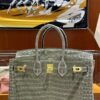 wsxc1782991054017_11 Liu Factory Birkin Shiny Porosus Crocodile CK81 Turtledove Grey Gold Hardware 25cm Full Handmade