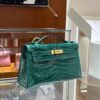 wsxc1782991291363_3 Liu Factory Mini Kelly Pochette Shiny Alligator Crocodile Gem Green Gold Hardware 22cm Full Handmade