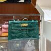 wsxc1782991291363_9 Liu Factory Mini Kelly Pochette Shiny Alligator Crocodile Gem Green Gold Hardware 22cm Full Handmade