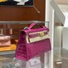 wsxc1782991313031_1 Liu Factory Mini Kelly Pochette Shiny Alligator Crocodile Rose Purple Pink Gold Hardware 22cm Full Handmade