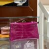 wsxc1782991313031_2 Liu Factory Mini Kelly Pochette Shiny Alligator Crocodile Rose Purple Pink Gold Hardware 22cm Full Handmade
