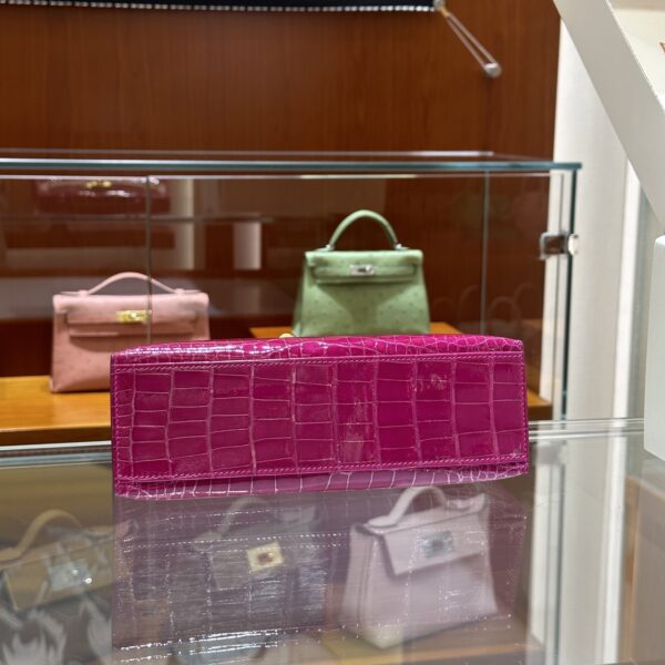 wsxc1782991313031_4 Liu Factory Mini Kelly Pochette Shiny Alligator Crocodile Rose Purple Pink Gold Hardware 22cm Full Handmade