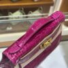 wsxc1782991313031_6 Liu Factory Mini Kelly Pochette Shiny Alligator Crocodile Rose Purple Pink Gold Hardware 22cm Full Handmade