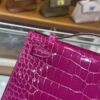 wsxc1782991313031_7 Liu Factory Mini Kelly Pochette Shiny Alligator Crocodile Rose Purple Pink Gold Hardware 22cm Full Handmade