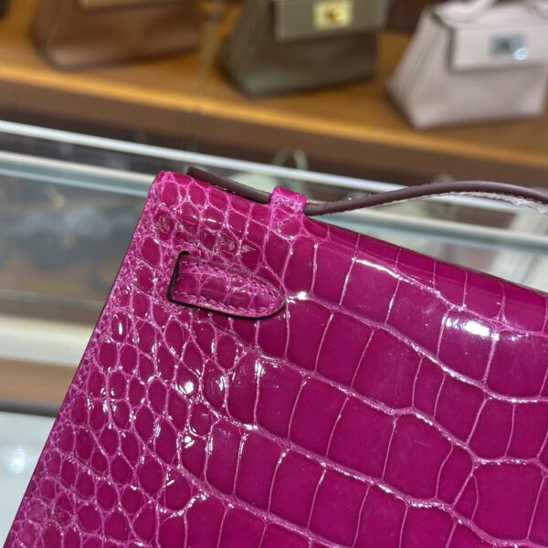 wsxc1782991313031_7 Liu Factory Mini Kelly Pochette Shiny Alligator Crocodile Rose Purple Pink Gold Hardware 22cm Full Handmade