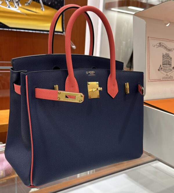 wsxc1784649183312_1 Liu Factory Factory Birkin Epsom Leather Gem Blue & Red Gold Hardware 30cm Full Handmade