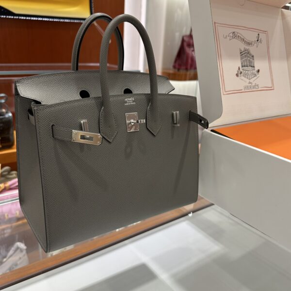 wsxc1784649265107_1 Liu Factory Factory Birkin Epsom Leather Deep Grey Silver Hardware 25cm Full Handmade