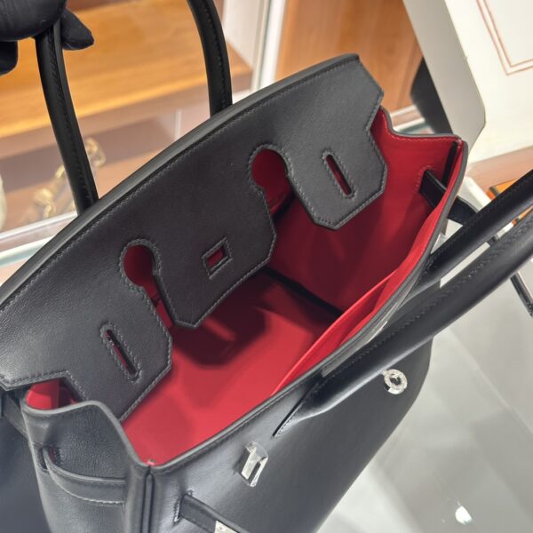 wsxc1784907016666_5 Liu Factory Factory Birkin Swift Leather Black & Red Silver Hardware 30cm Full Handmade
