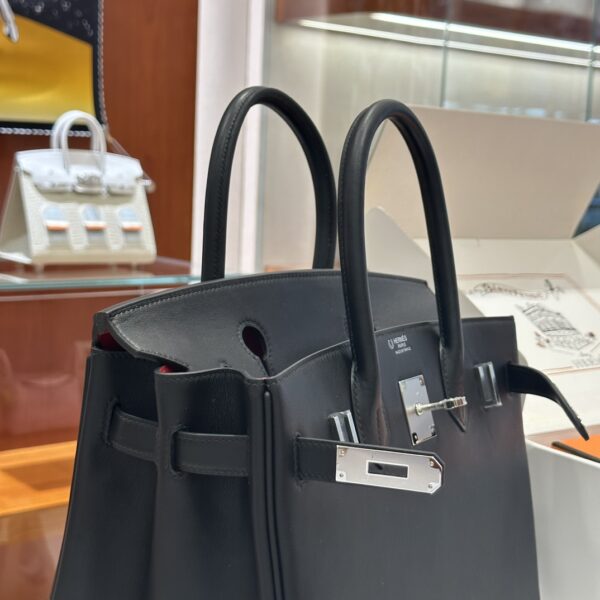wsxc1784907016666_7 Liu Factory Factory Birkin Swift Leather Black & Red Silver Hardware 30cm Full Handmade