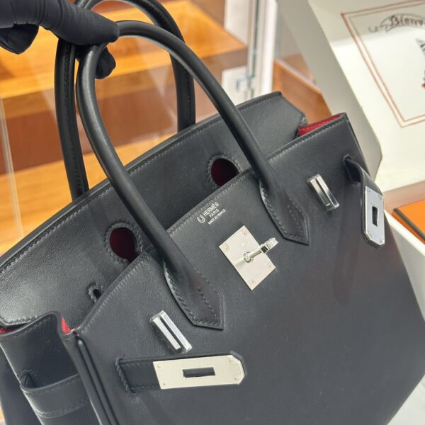 wsxc1784907016666_8 Liu Factory Factory Birkin Swift Leather Black & Red Silver Hardware 30cm Full Handmade