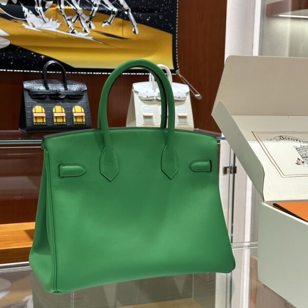 wsxc1784907051423_1 Liu Factory Factory Birkin Swift Leather Bamboo Green Silver Hardware 30cm Full Handmade