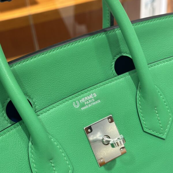 wsxc1784907051423_4 Liu Factory Factory Birkin Swift Leather Bamboo Green Silver Hardware 30cm Full Handmade