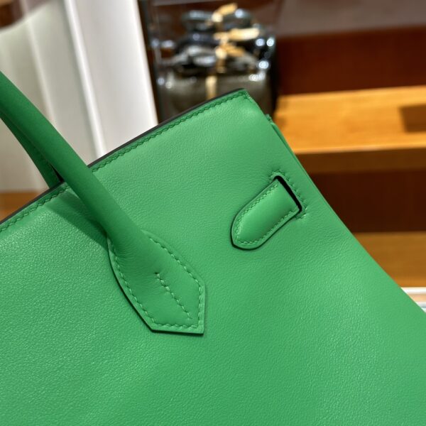 wsxc1784907051423_5 Liu Factory Factory Birkin Swift Leather Bamboo Green Silver Hardware 30cm Full Handmade