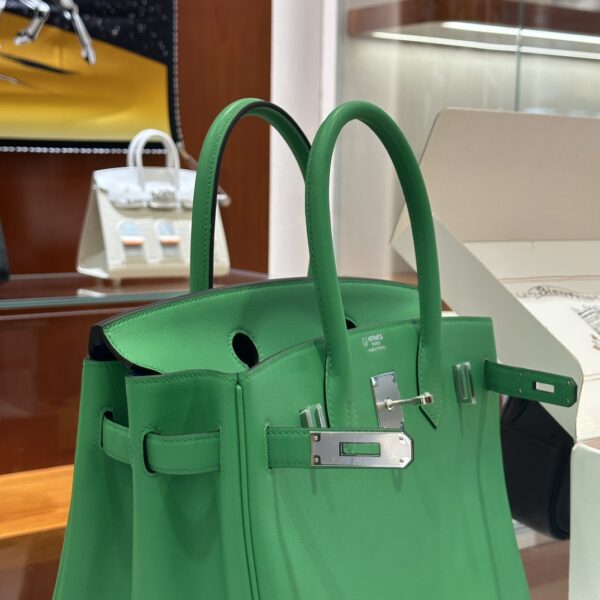 wsxc1784907051423_6 Liu Factory Factory Birkin Swift Leather Bamboo Green Silver Hardware 30cm Full Handmade